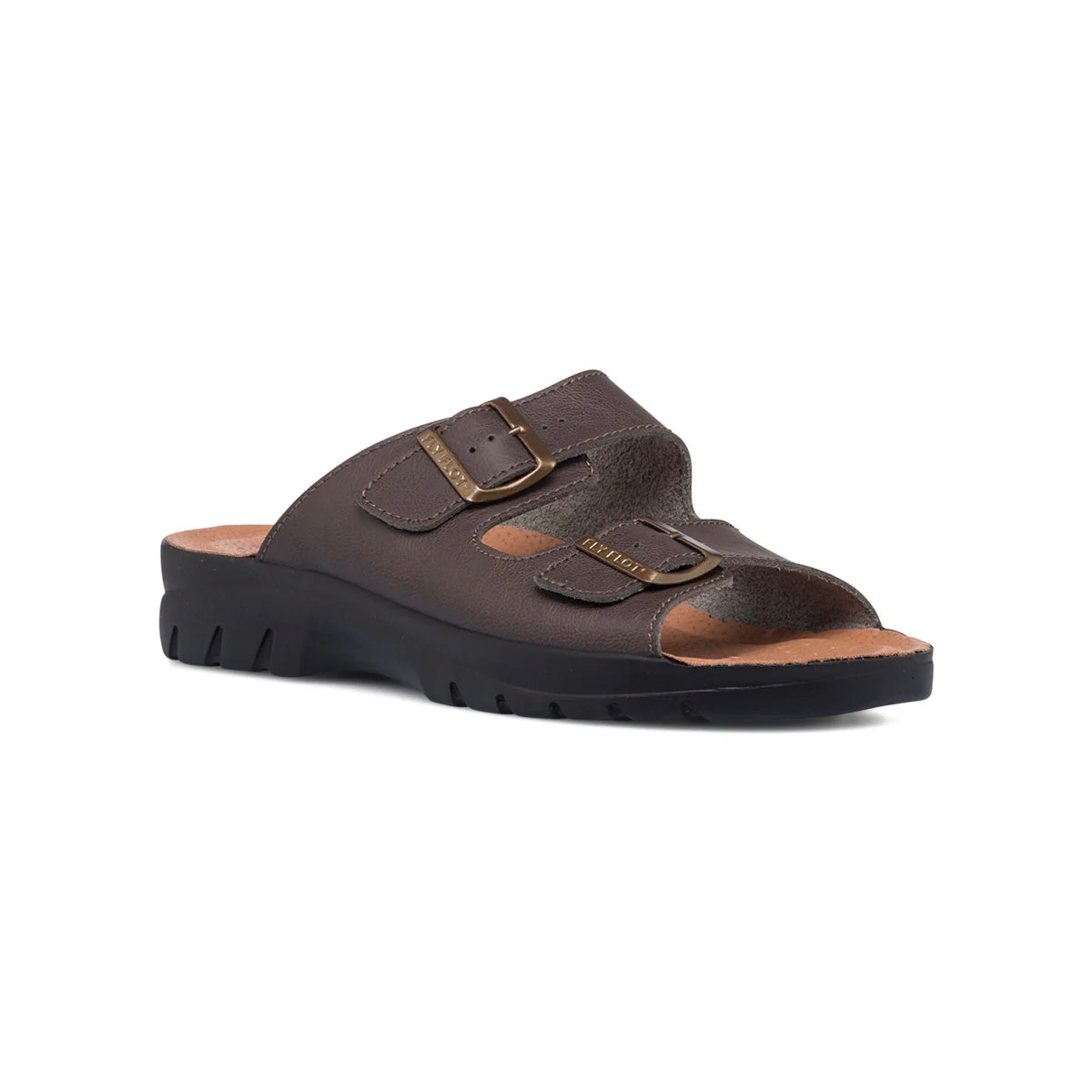 Sandali marroni in similpelle da uomo con sottopiede anatomico Fly Flot - Image 2