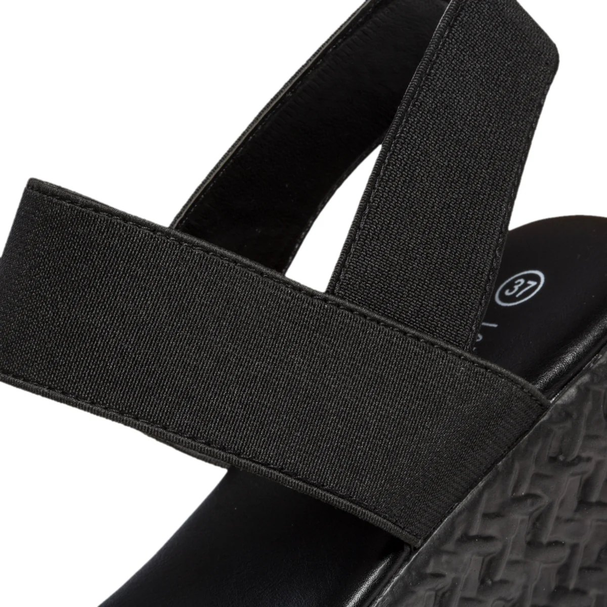 Sandali neri con fascia effetto intrecciato e zeppa 4 cm Lora Ferres - Image 7