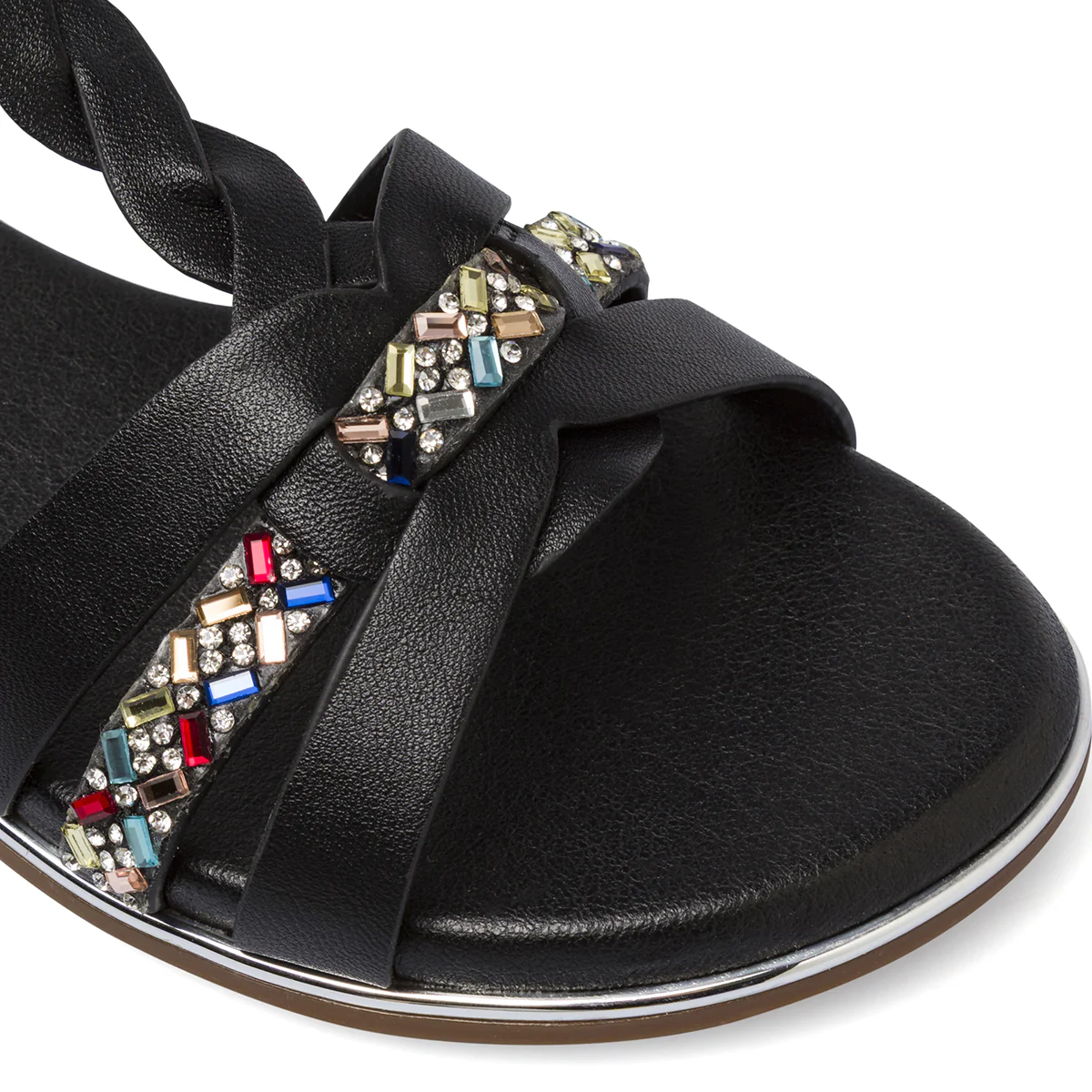 Sandali Neri da Bambina con strass colorati e treccia Dieci Baci - Image 5