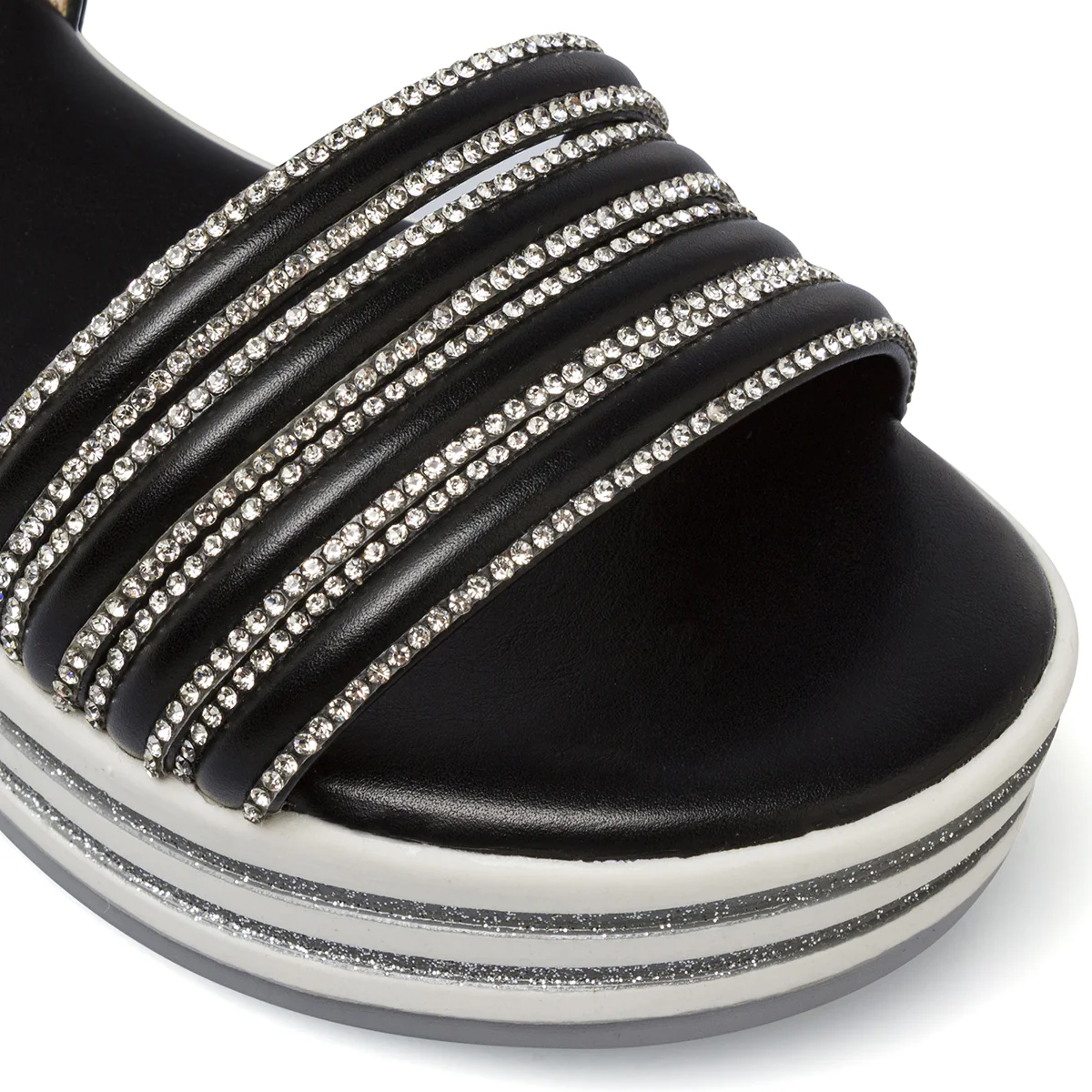 Sandali Neri da Bambina con strass e suola platform glitter Dieci Baci - Image 5