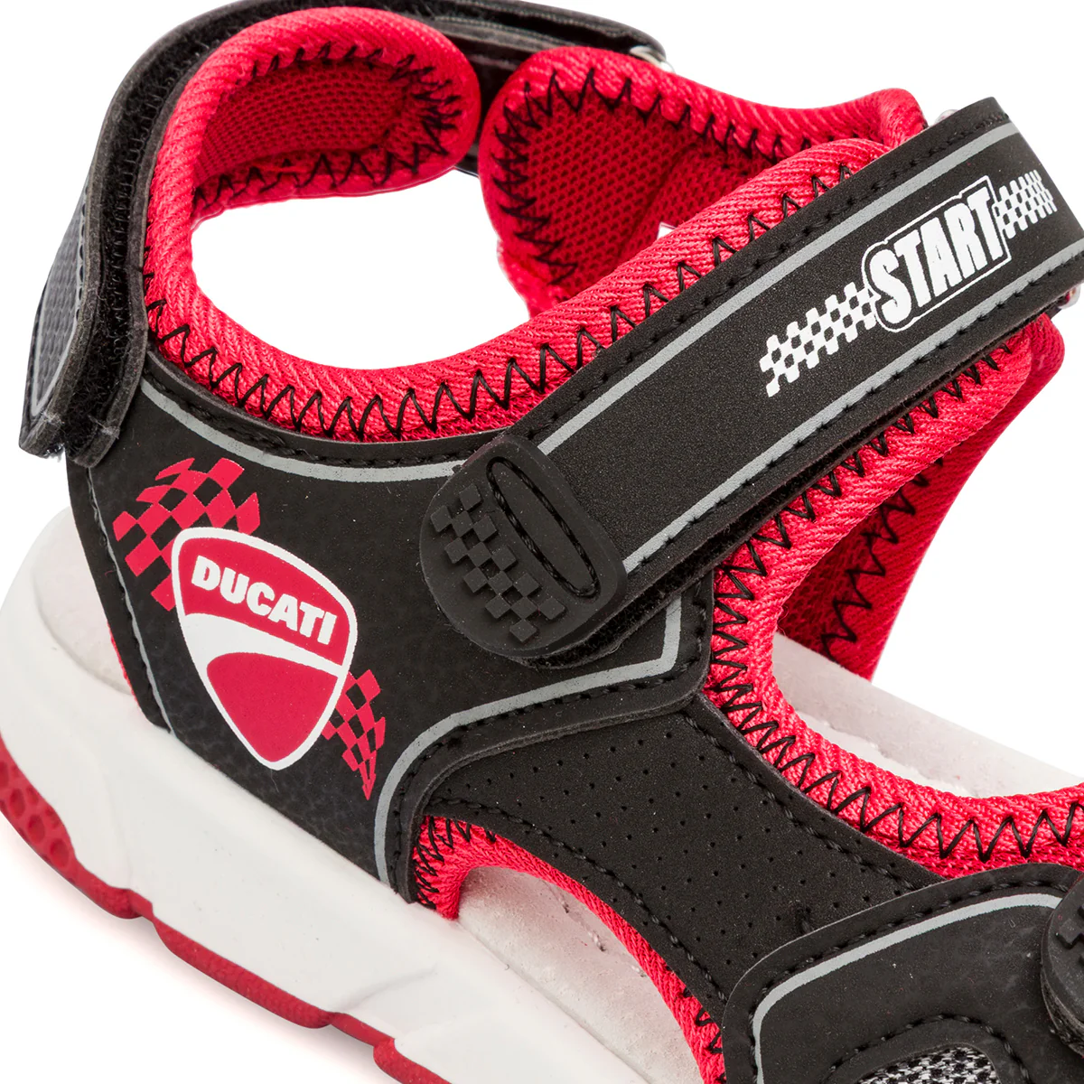 Sandali Neri da Bambino e Ragazzo con dettagli Rossi e logo Ducati - Image 4