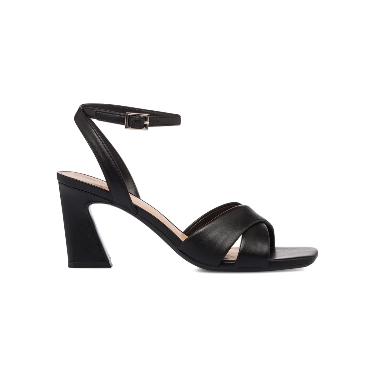 Sandali neri da donna con cinturino alla caviglia con tacco a campana 8 cm Swish Jeans