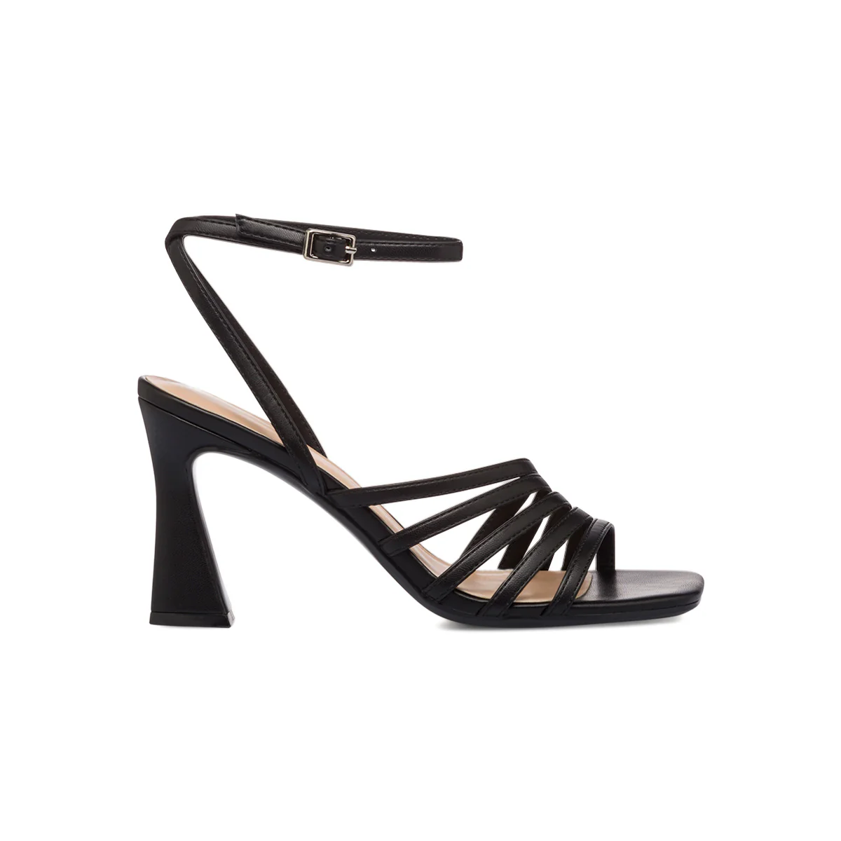 Sandali neri da donna con cinturino alla caviglia con tacco a campana 9 cm Swish Jeans