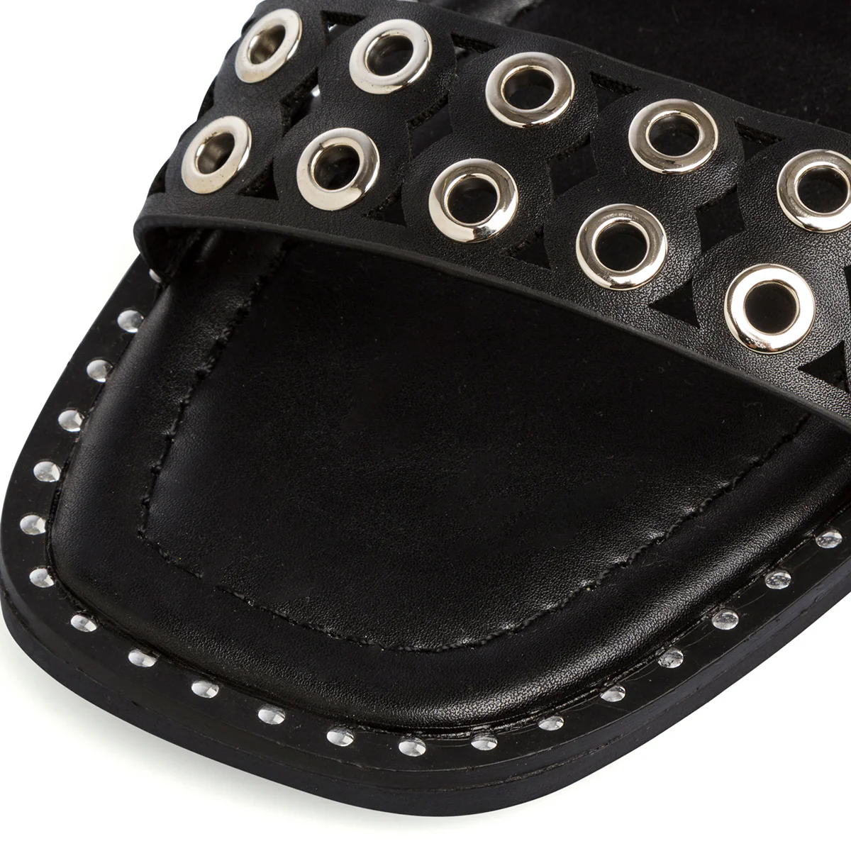 Sandali Neri da Donna con dettaglio doppia fascia Borchie Swish Jeans - Image 4