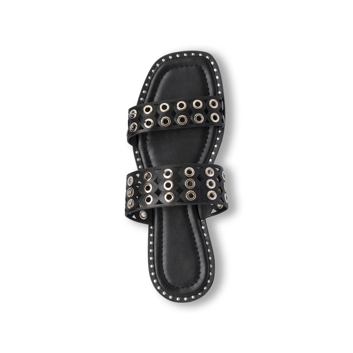 Sandali Neri da Donna con dettaglio doppia fascia Borchie Swish Jeans - Image 5