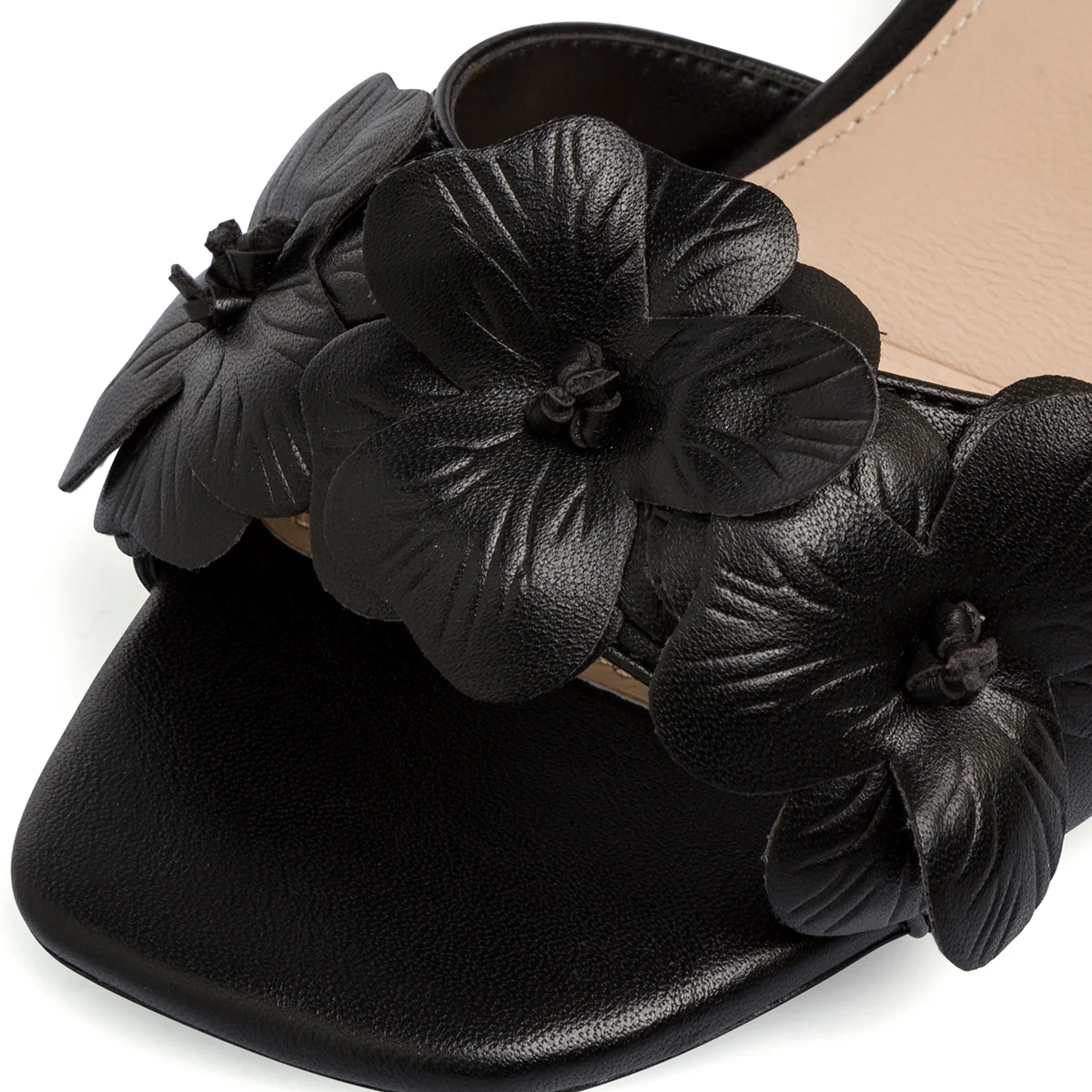 Sandali neri comodi e flessibili Donna con fiori e tacco 7 cm P Smart - Image 4