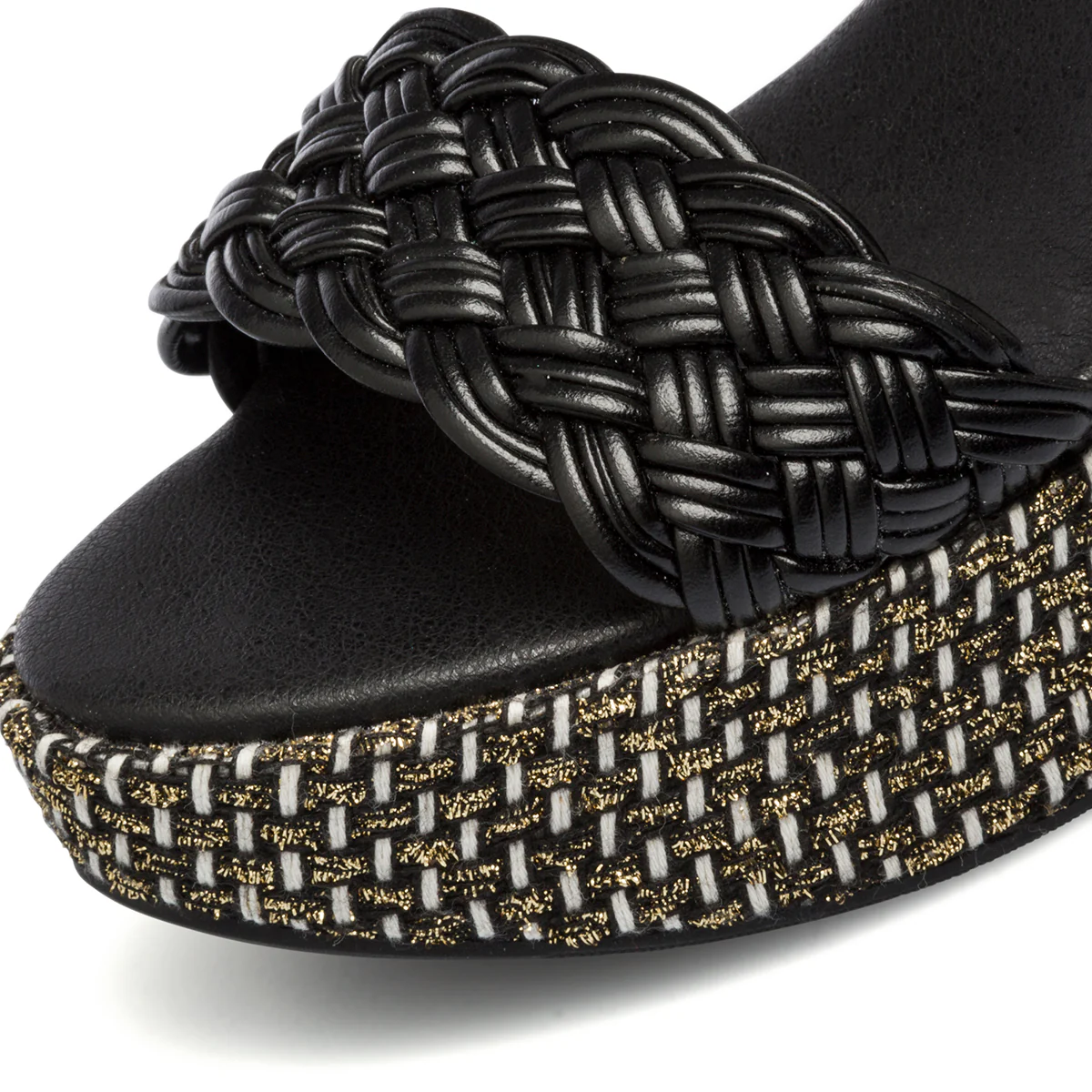 Sandali neri da donna con fascia effetto intrecciato e tacco 10 cm Lora Ferres - Image 5