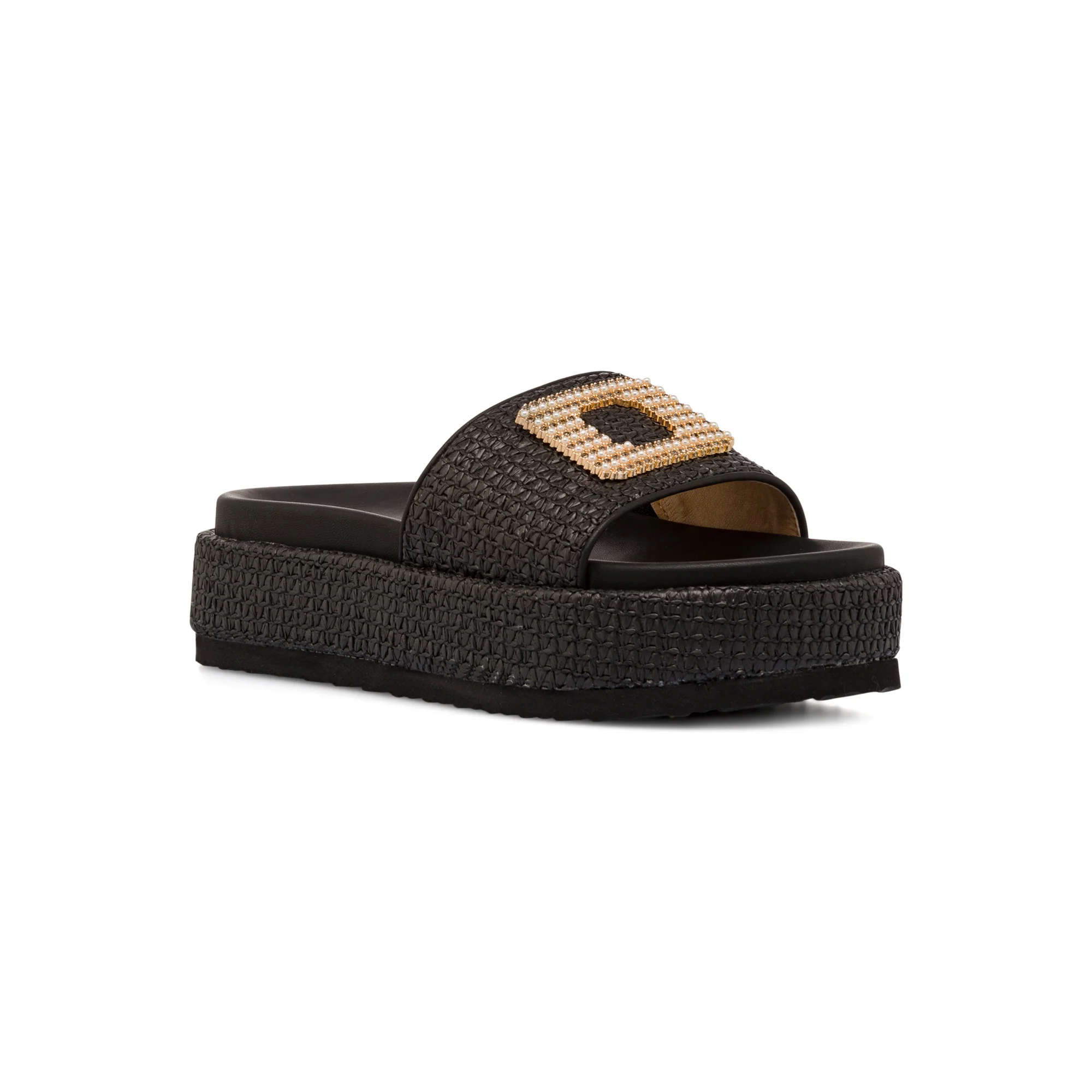 Sandali Neri da Donna con fibbia gioiello effetto Rafia Swish Jeans - Image 2