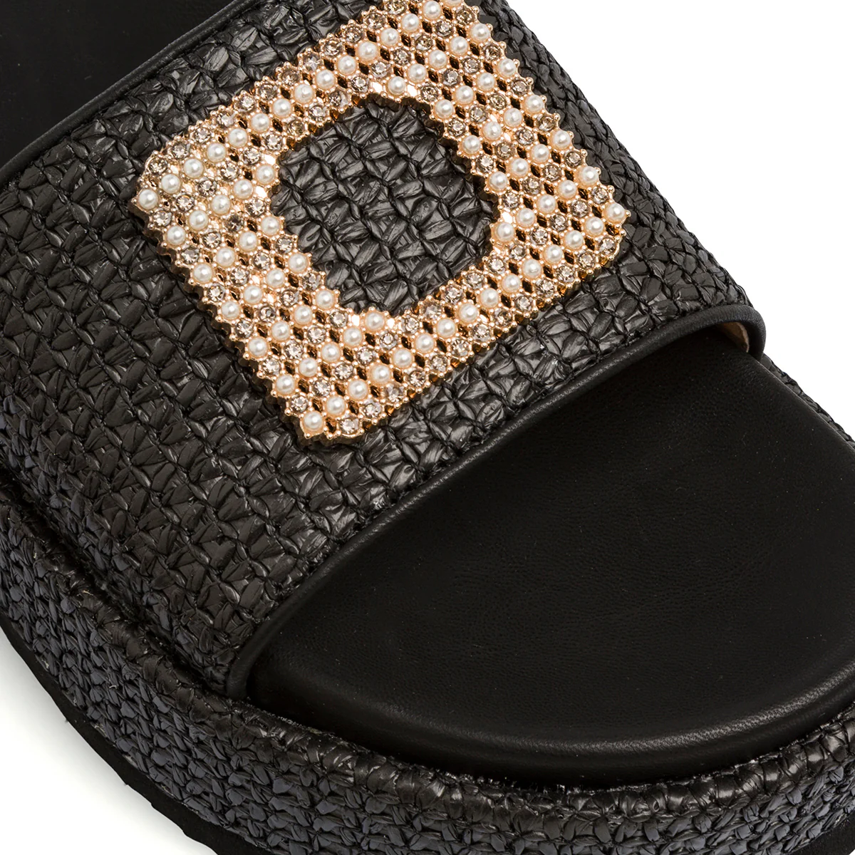 Sandali Neri da Donna con fibbia gioiello effetto Rafia Swish Jeans - Image 4