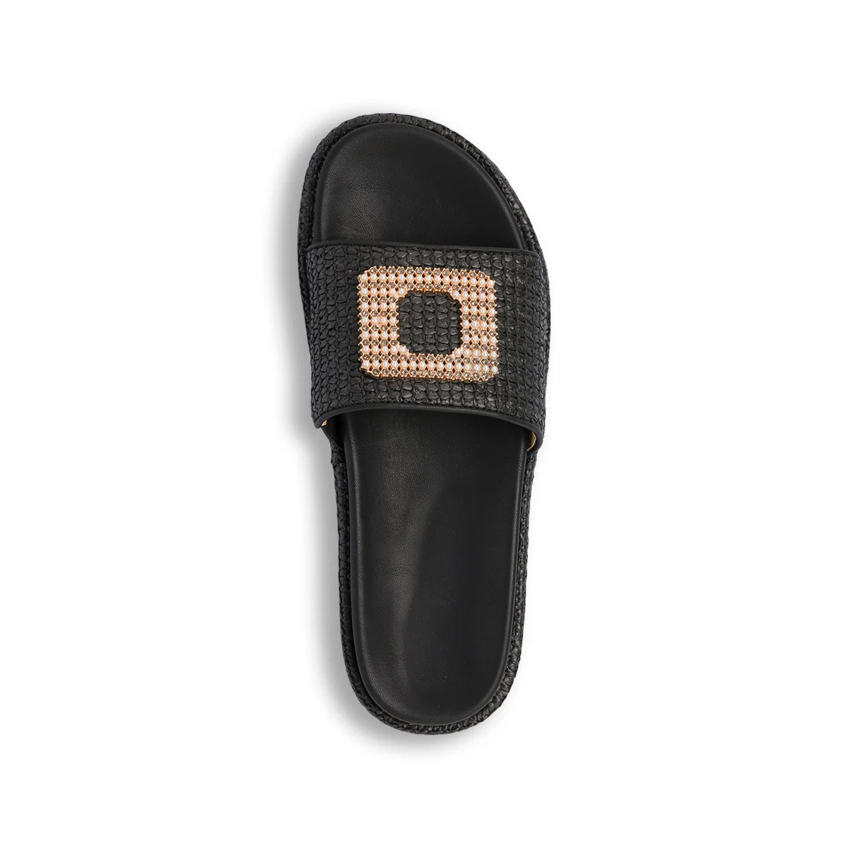Sandali Neri da Donna con fibbia gioiello effetto Rafia Swish Jeans - Image 5