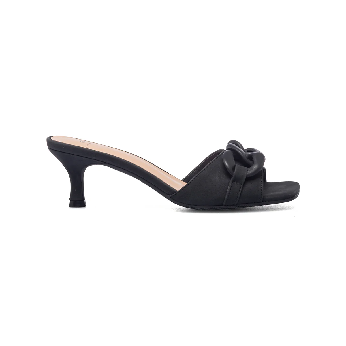 Sandali neri da donna con maxi-catena e tacco 5 cm Swish Jeans