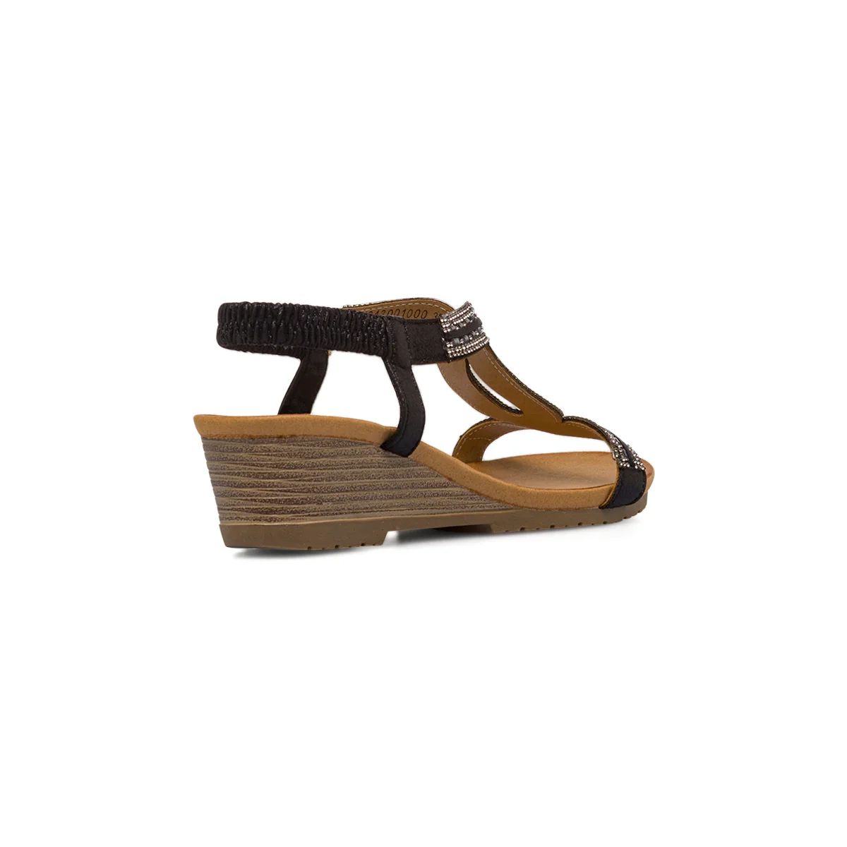 Sandali neri da Donna con strass e zeppa alta 5 cm Lora Ferres - Image 3