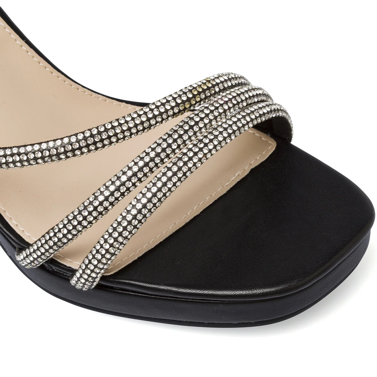 Sandali neri da Donna con strass tacco 9 cm e plateau Lora Ferres - Image 5