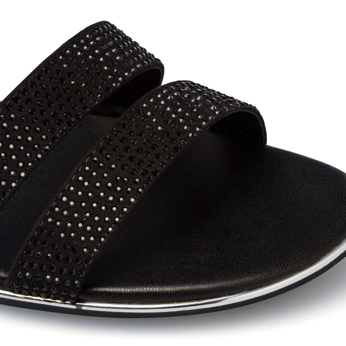 Sandali neri da donna con tacco 4 cm e strass Lora Ferres - Image 5