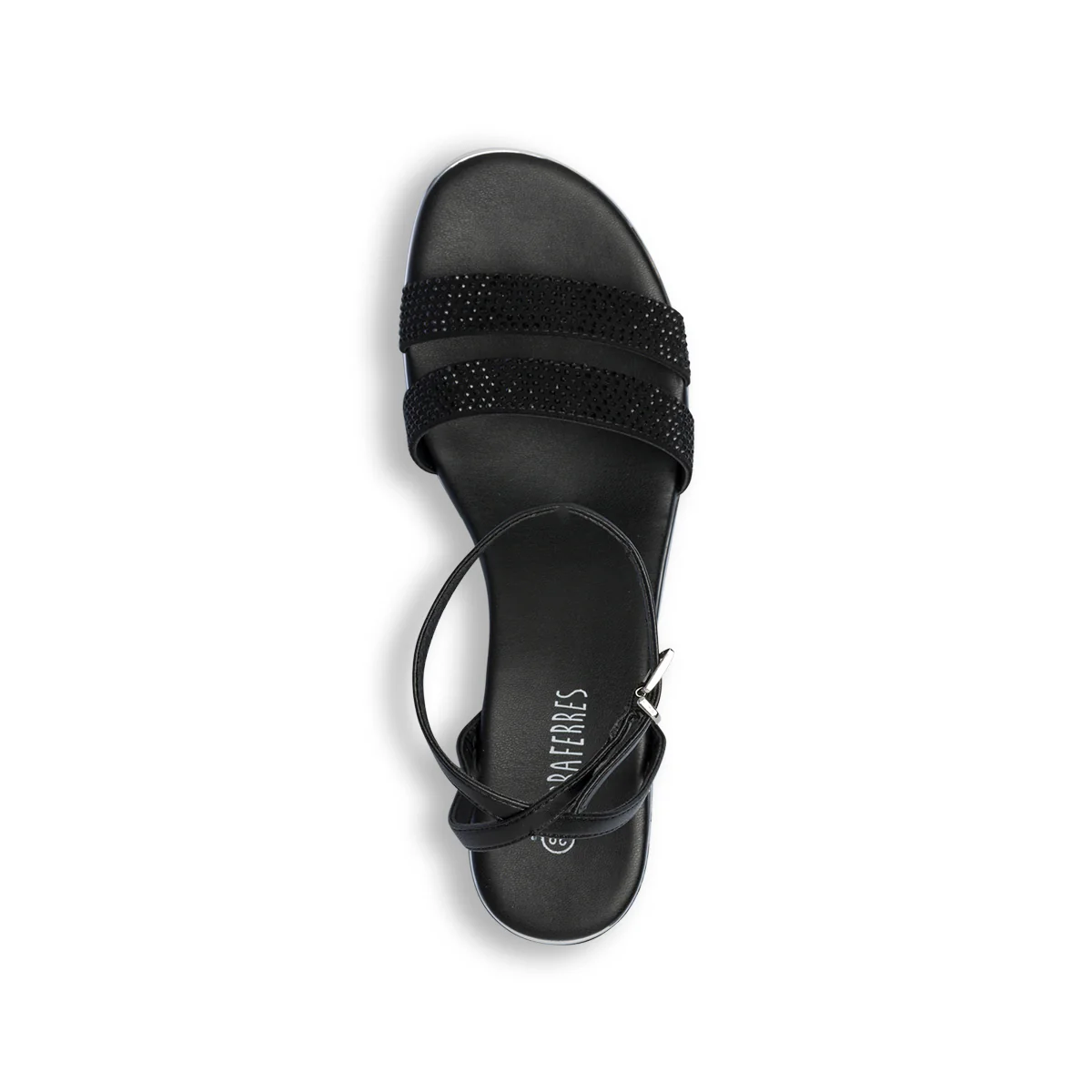 Sandali neri da donna con tacco 4 cm e strass Lora Ferres - Image 8