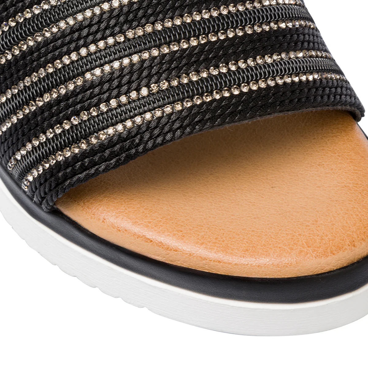 Sandali neri da donna con tacco 6 cm e dettaglio strass Lora Ferres - Image 5