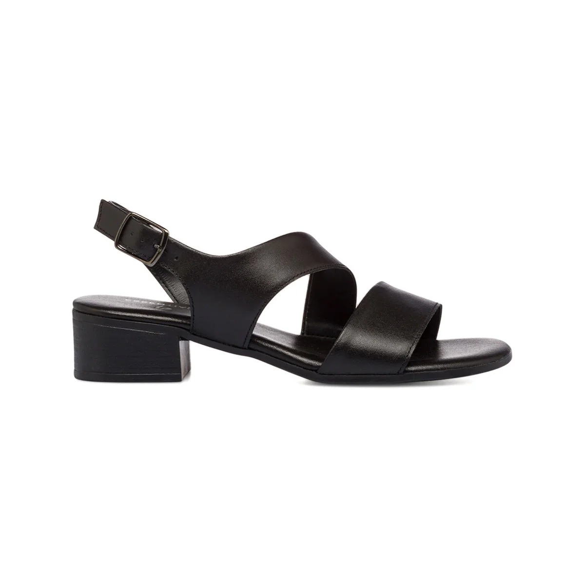 Sandali neri da donna con tacco a blocco 4,5 cm oro P Essentials