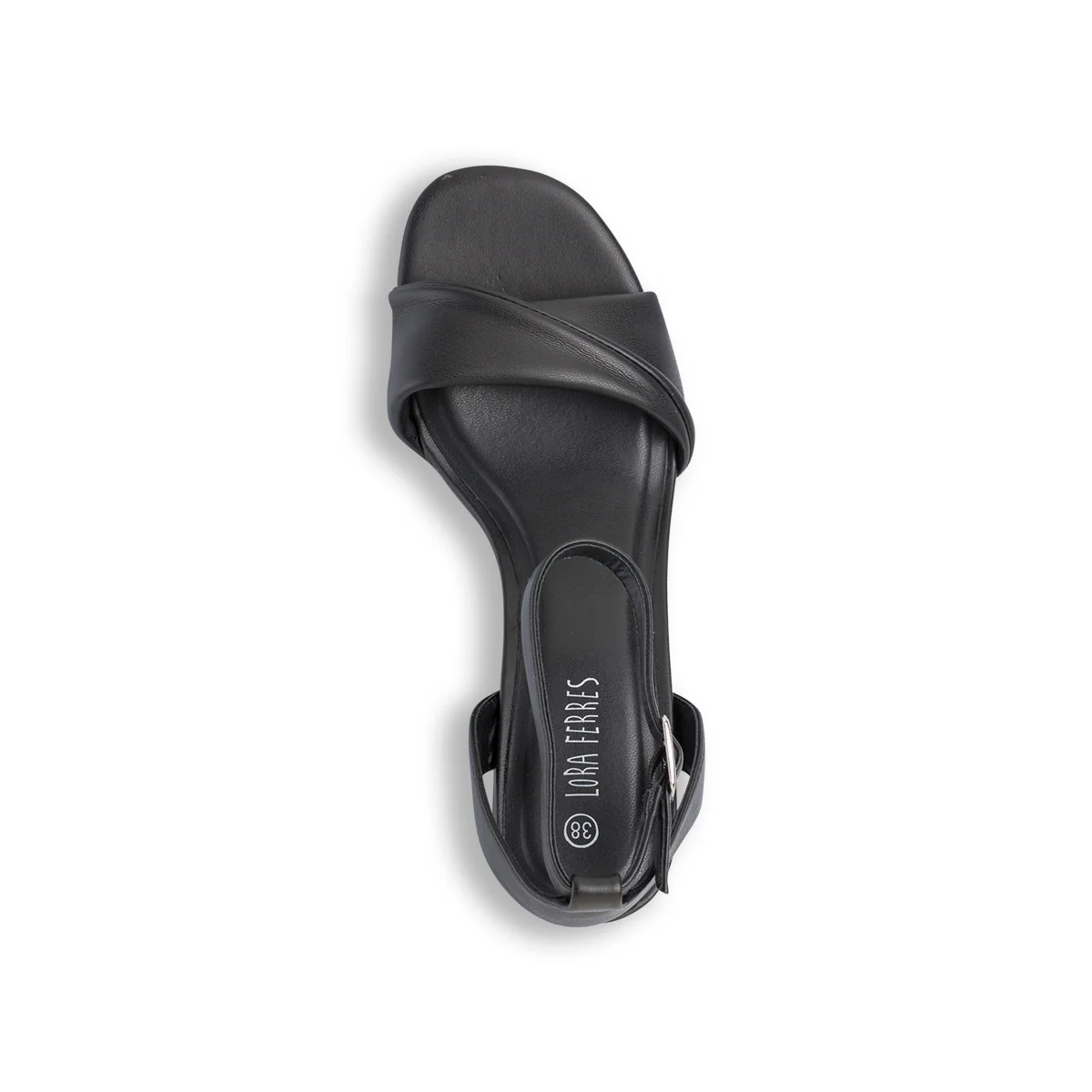 Sandali neri da donna con tacco a blocco 7 cm e fascia intrecciata Lora Ferres - Image 3