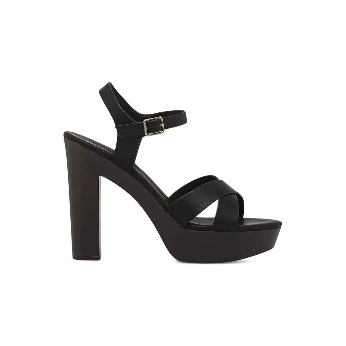 Sandali neri da Donna con tacco colonna 12 cm e plateau Lora Ferres