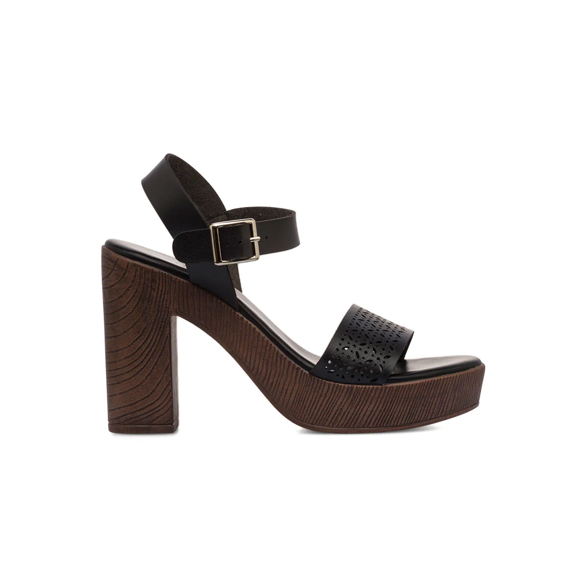 Sandali Neri da Donna con tacco in legno 10 cm Lora Ferres