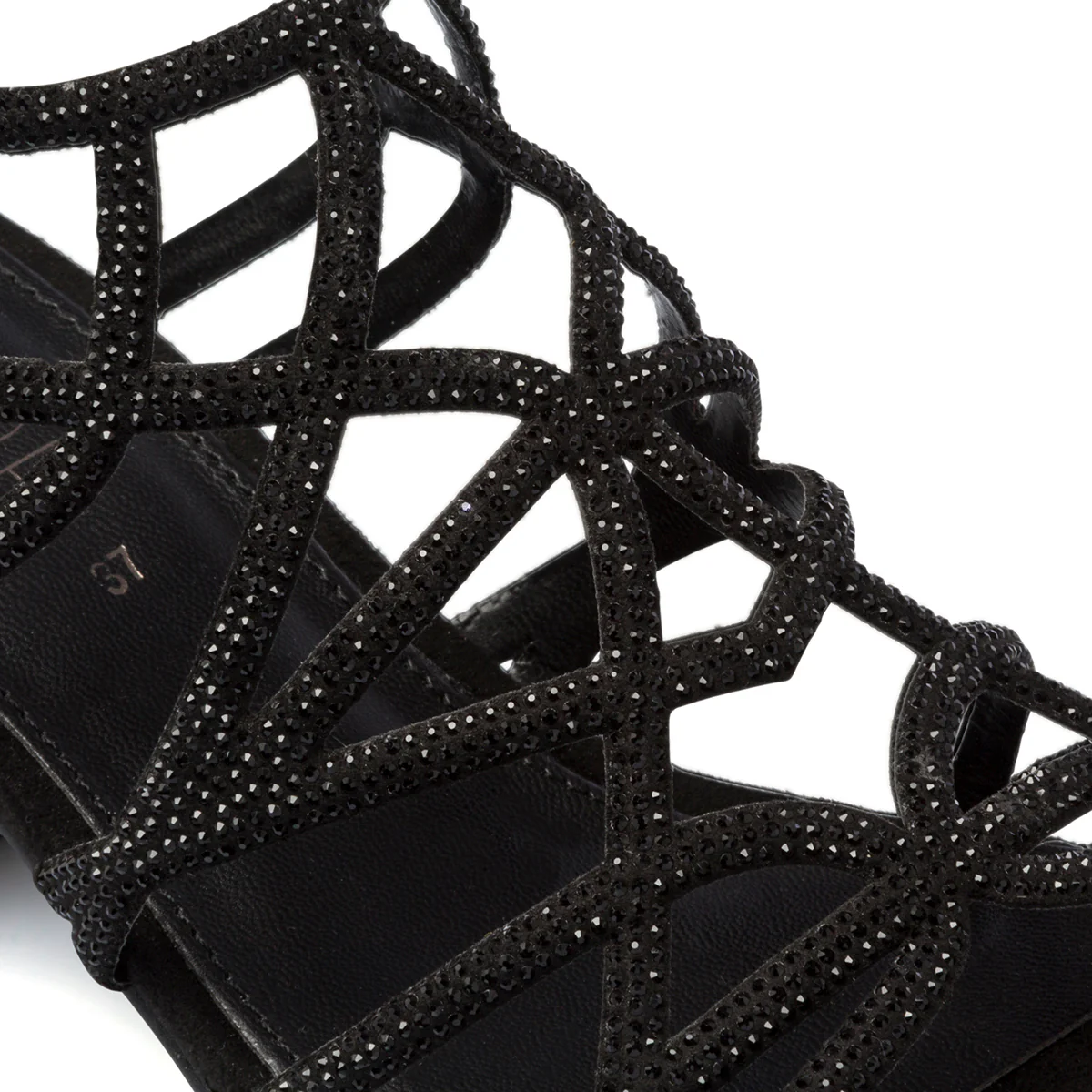 Sandali neri da donna con tacco largo 6 cm e strass Lora Ferres - Image 17
