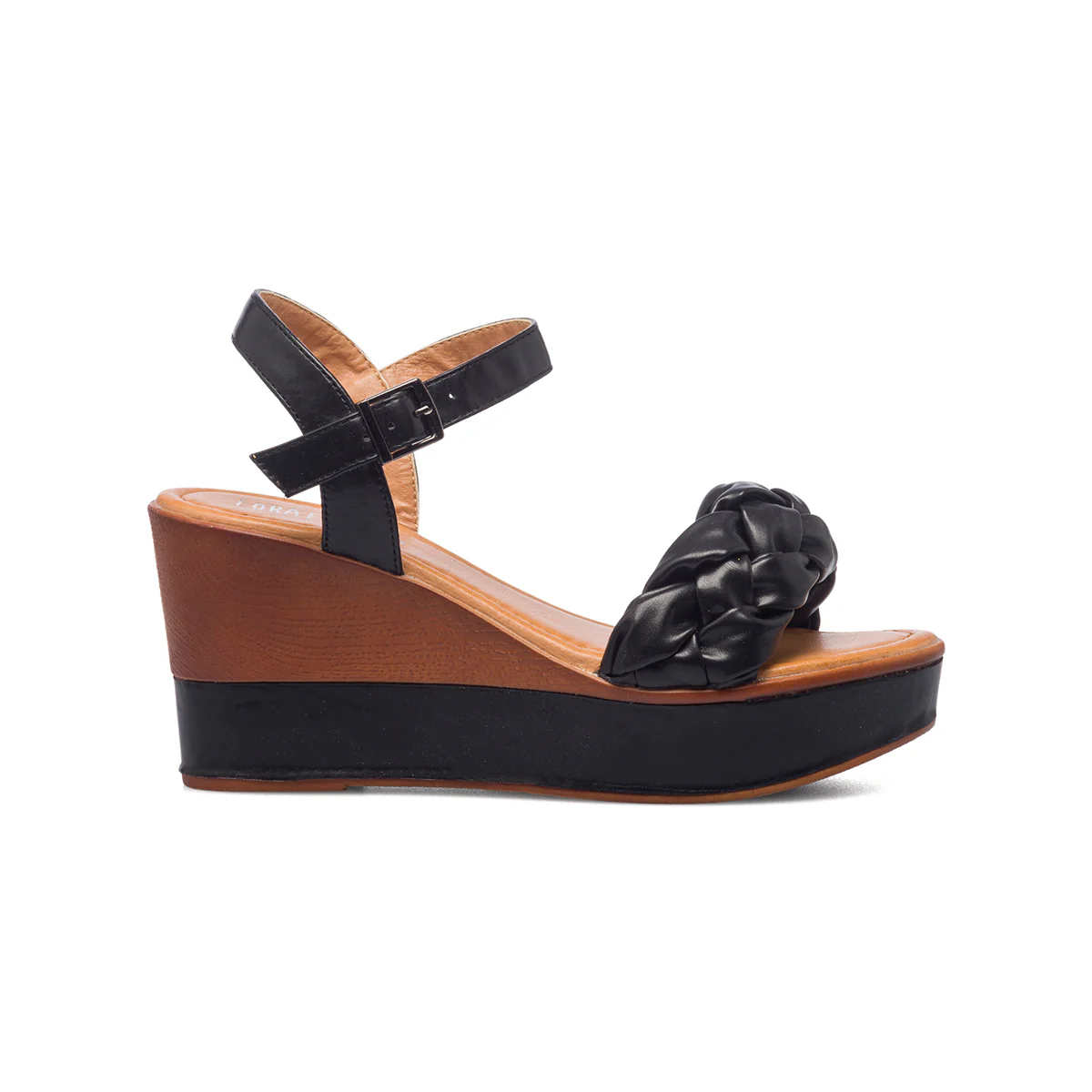 Sandali neri da donna con zeppa 8 cm Lora Ferres