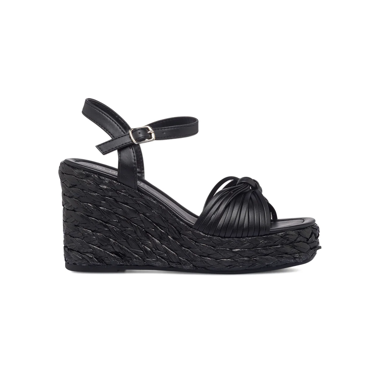 Sandali neri da donna con zeppa 9 cm Lora Ferres