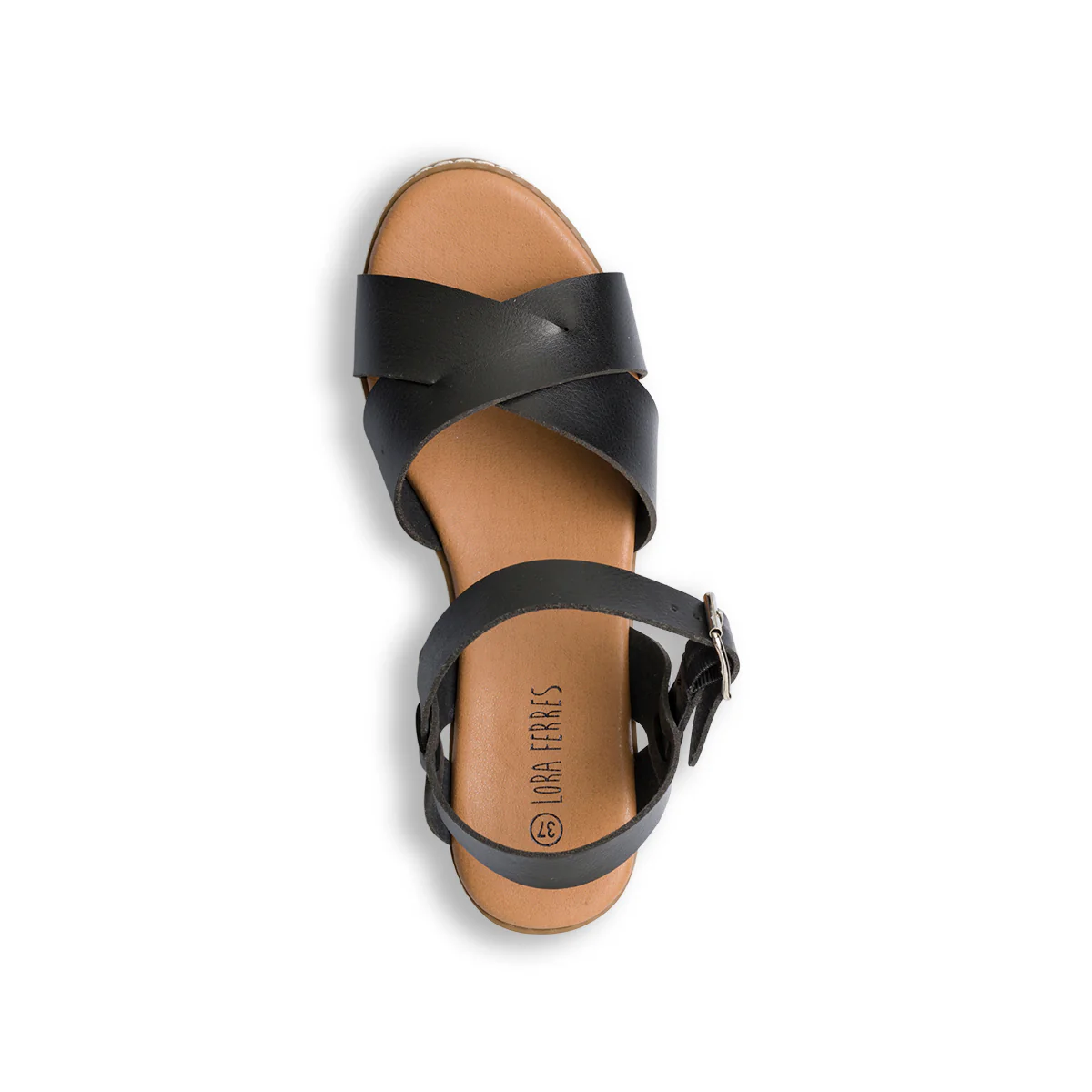 Sandali neri da donna con zeppa in corda 6 cm Lora Ferres - Image 4