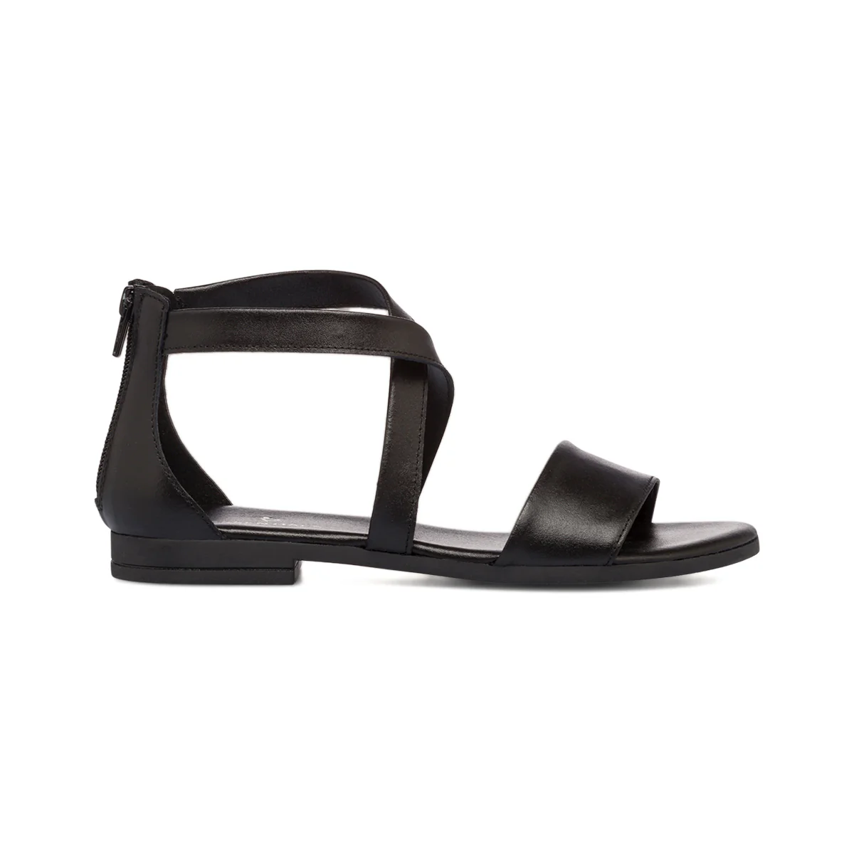 Sandali neri da donna in pelle con cinturino intrecciato P Essentials