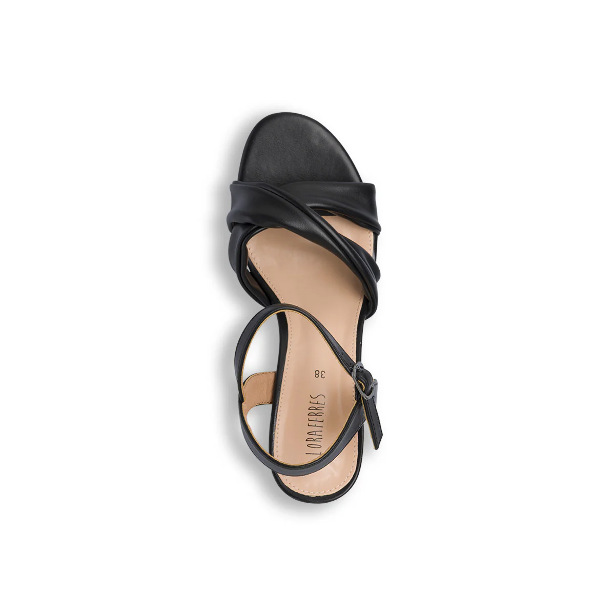 Sandali Neri Donna con fasce e tacco a colonna 8 cm Lora Ferres - Image 6