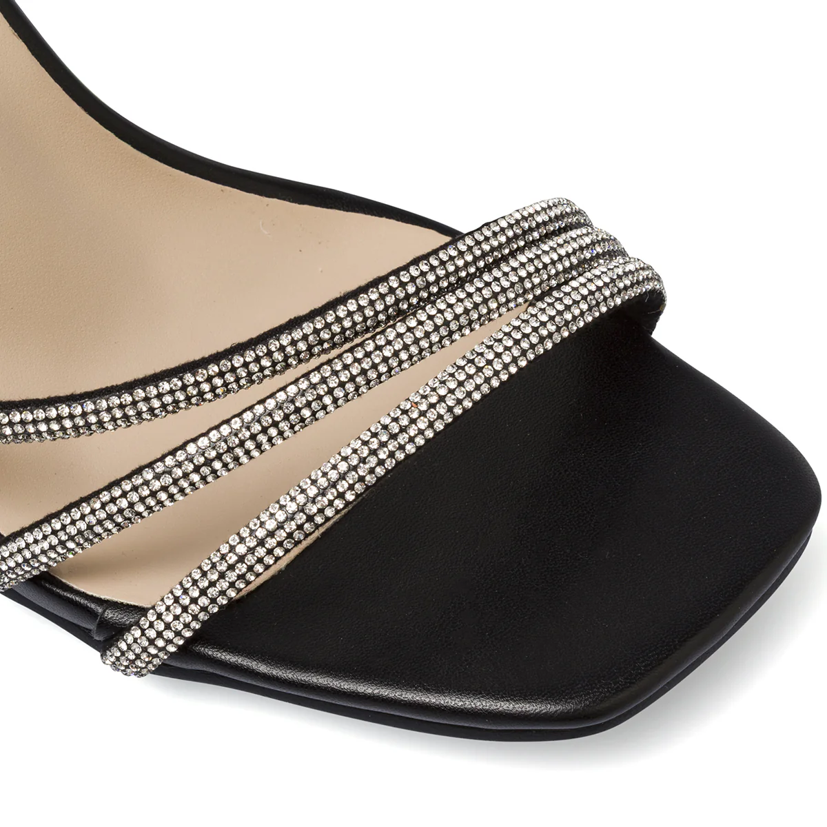 Sandali Neri Donna con Strass e tacco a campana 9 cm Lora Ferres - Image 5