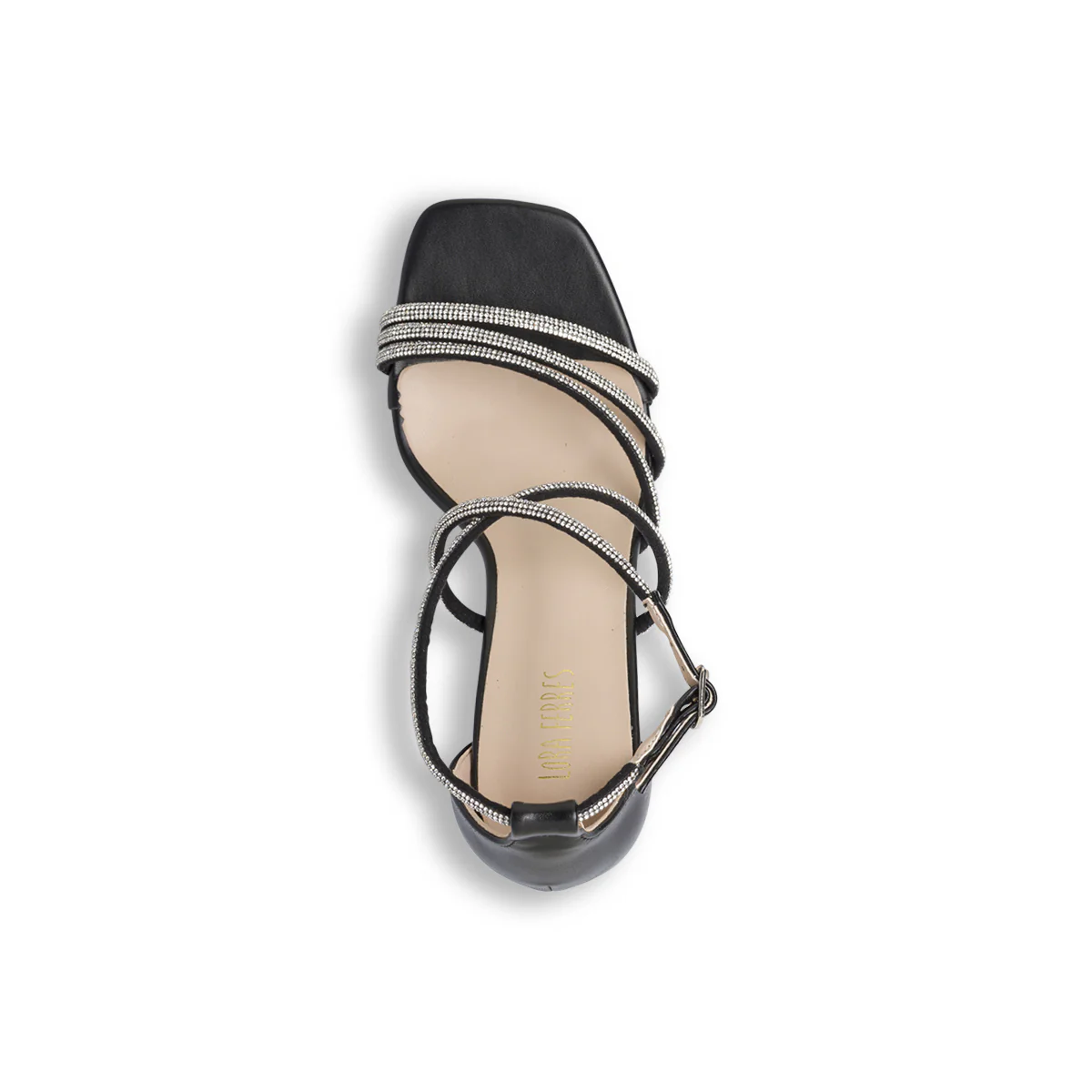 Sandali Neri Donna con Strass e tacco a campana 9 cm Lora Ferres - Image 6