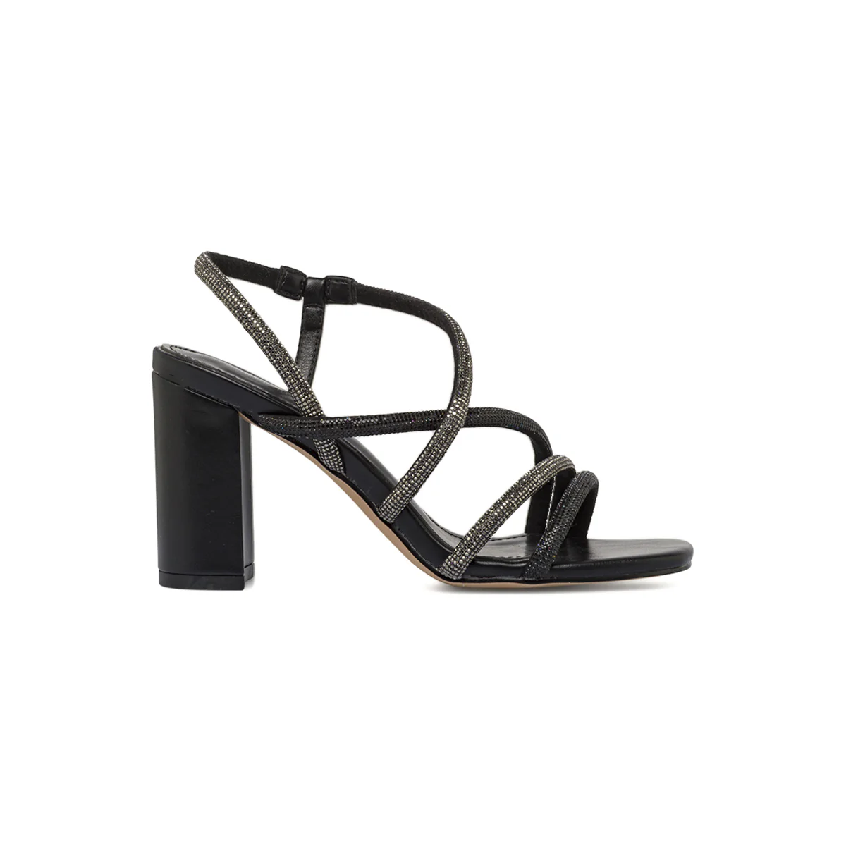 Sandali Neri Donna con strass e Tacco a colonna 9 cm Lora Ferres
