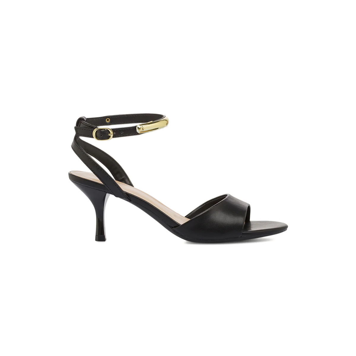 Sandali Neri Donna tacco stiletto 7,5 cm e dettaglio oro Swish Jeans