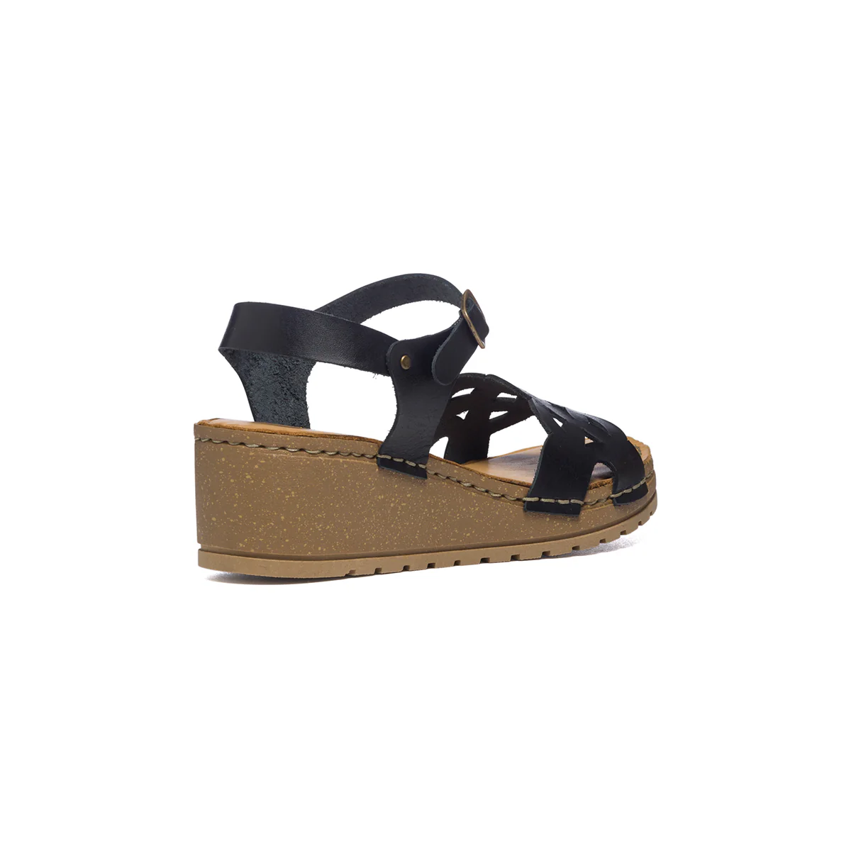 Sandali neri in pelle con zeppa 3 cm Primopiano - Image 4