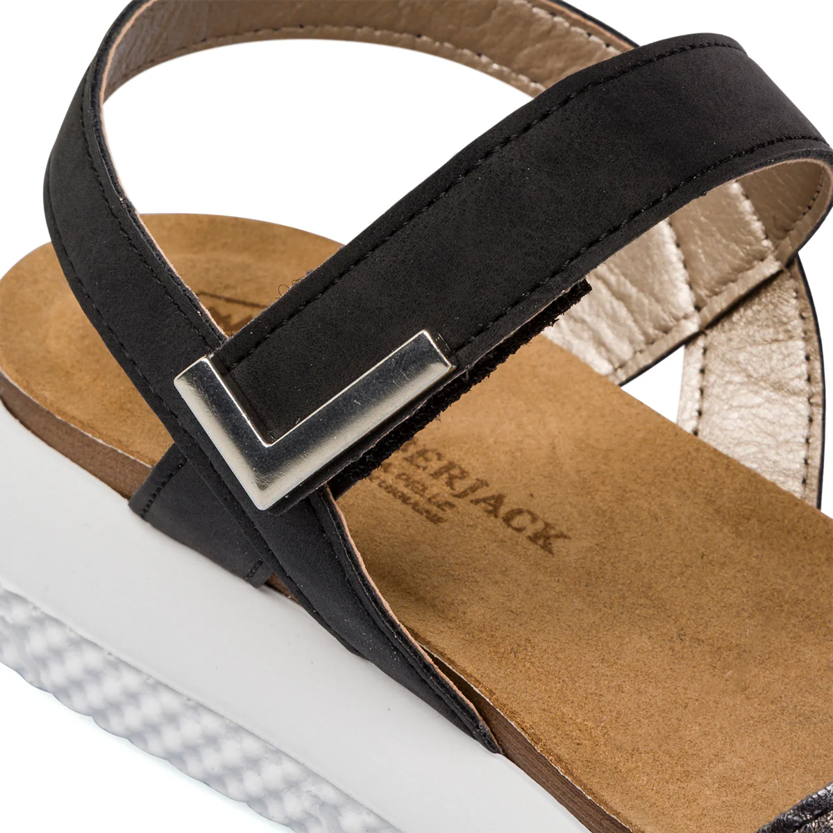 Sandali neri in pelle da donna con dettaglio laminato Lumberjack Giovanna - Image 6