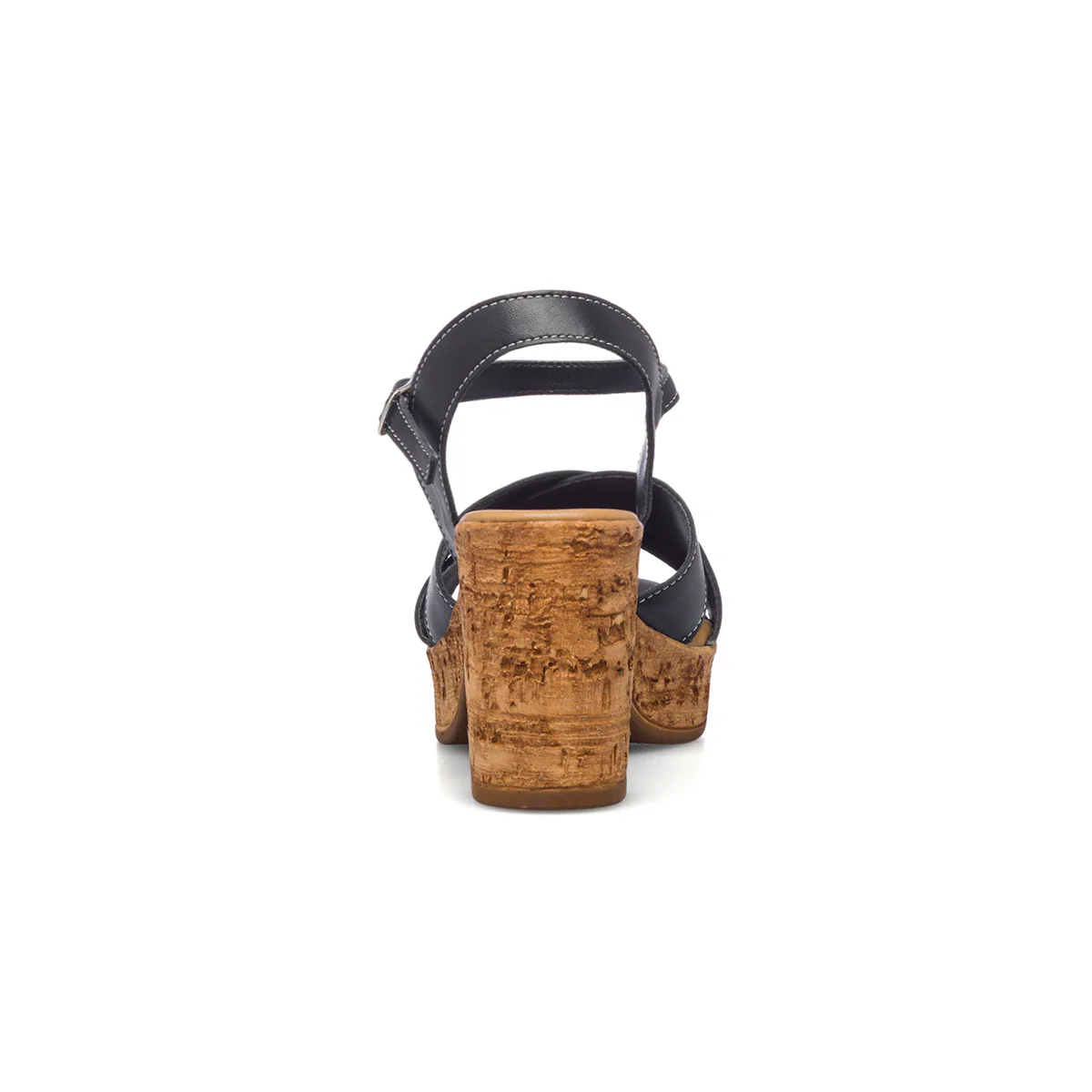 Sandali neri in pelle da donna con tacco 8 cm Primopiano - Image 4