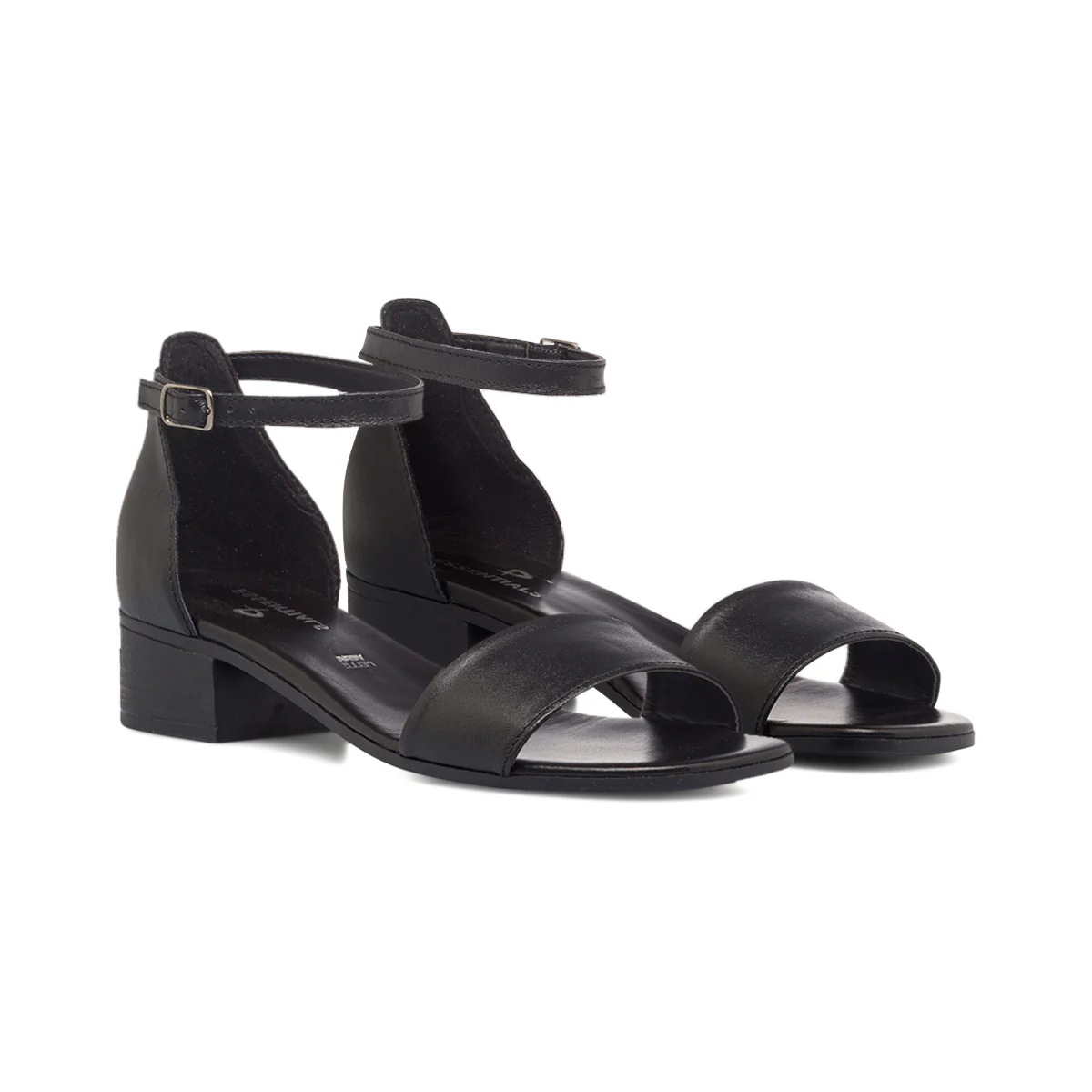 Sandali neri in pelle da donna con tacco a blocco 3 cm P Essentials - Image 5