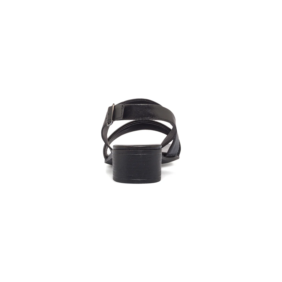 Sandali neri in pelle da donna con tacco a blocco 4 cm P Essentials - Image 5