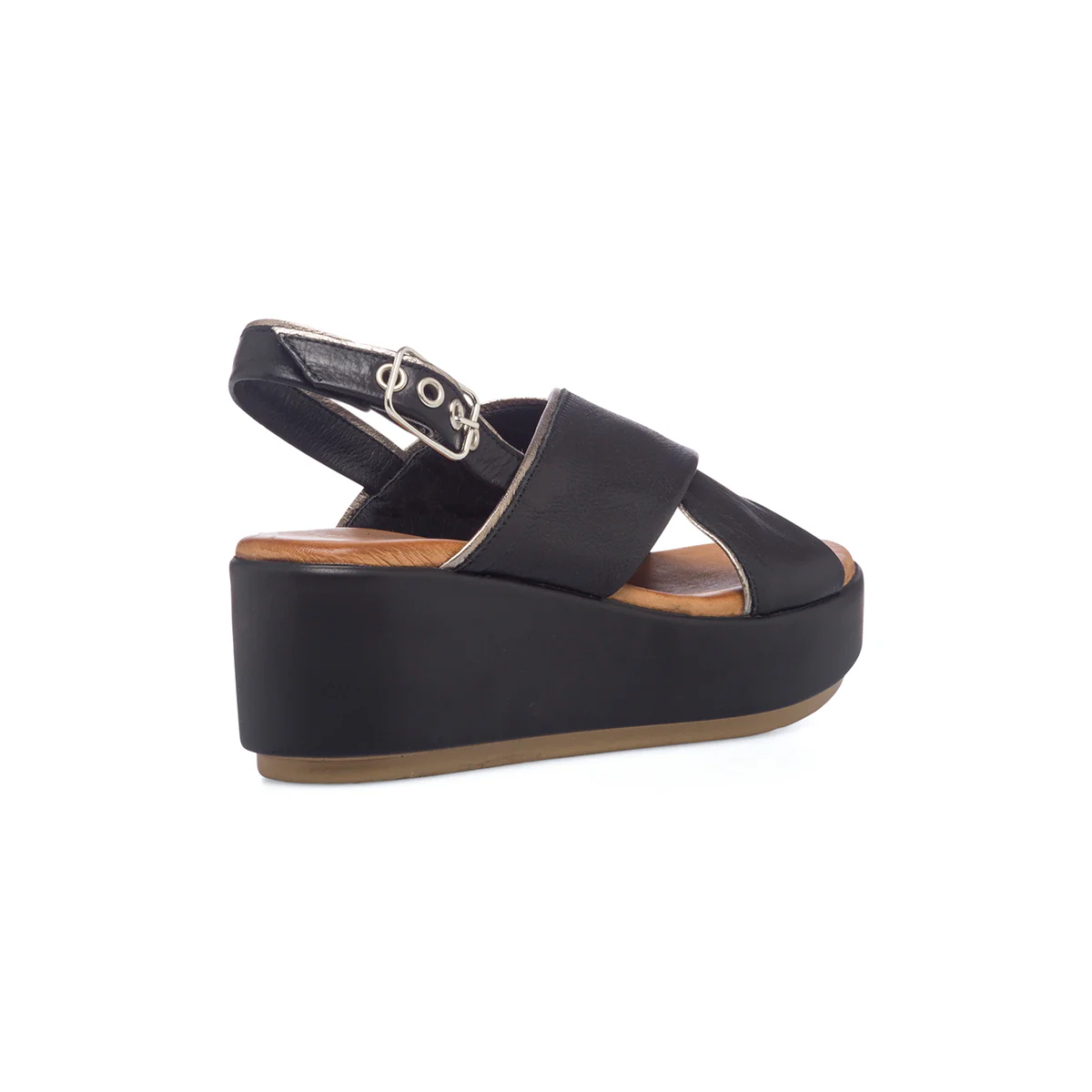 Sandali neri in pelle da donna con zeppa 6 cm Lumberjack Johanna - Image 3