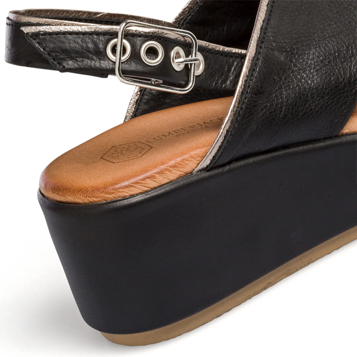 Sandali neri in pelle da donna con zeppa 6 cm Lumberjack Johanna - Image 7