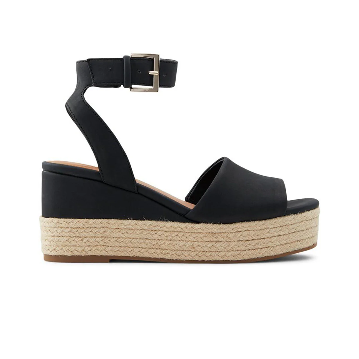 Sandali neri in pelle vegana con zeppa 7 cm Call It Spring Lillian
