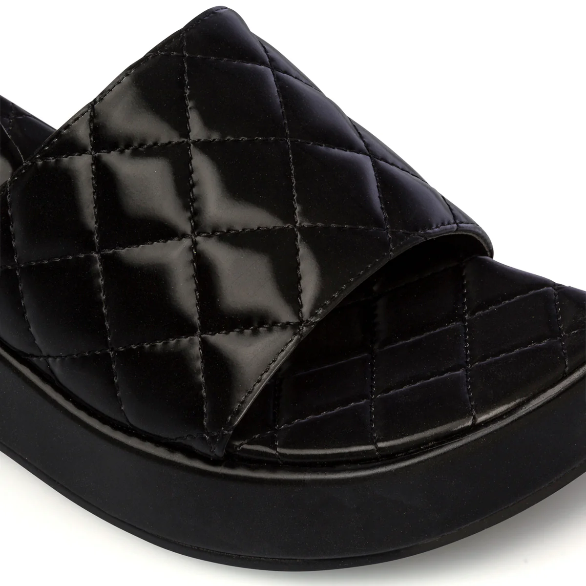 Sandali neri in "pelle vegana" trapuntata da donna con zeppa 4 cm Call It Spring Nalaa - Image 5