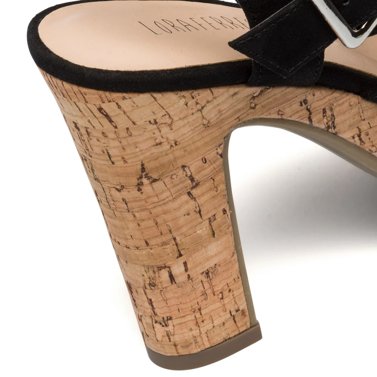 Sandali neri in tessuto da donna con tacco 10 cm Lora Ferres - Image 7