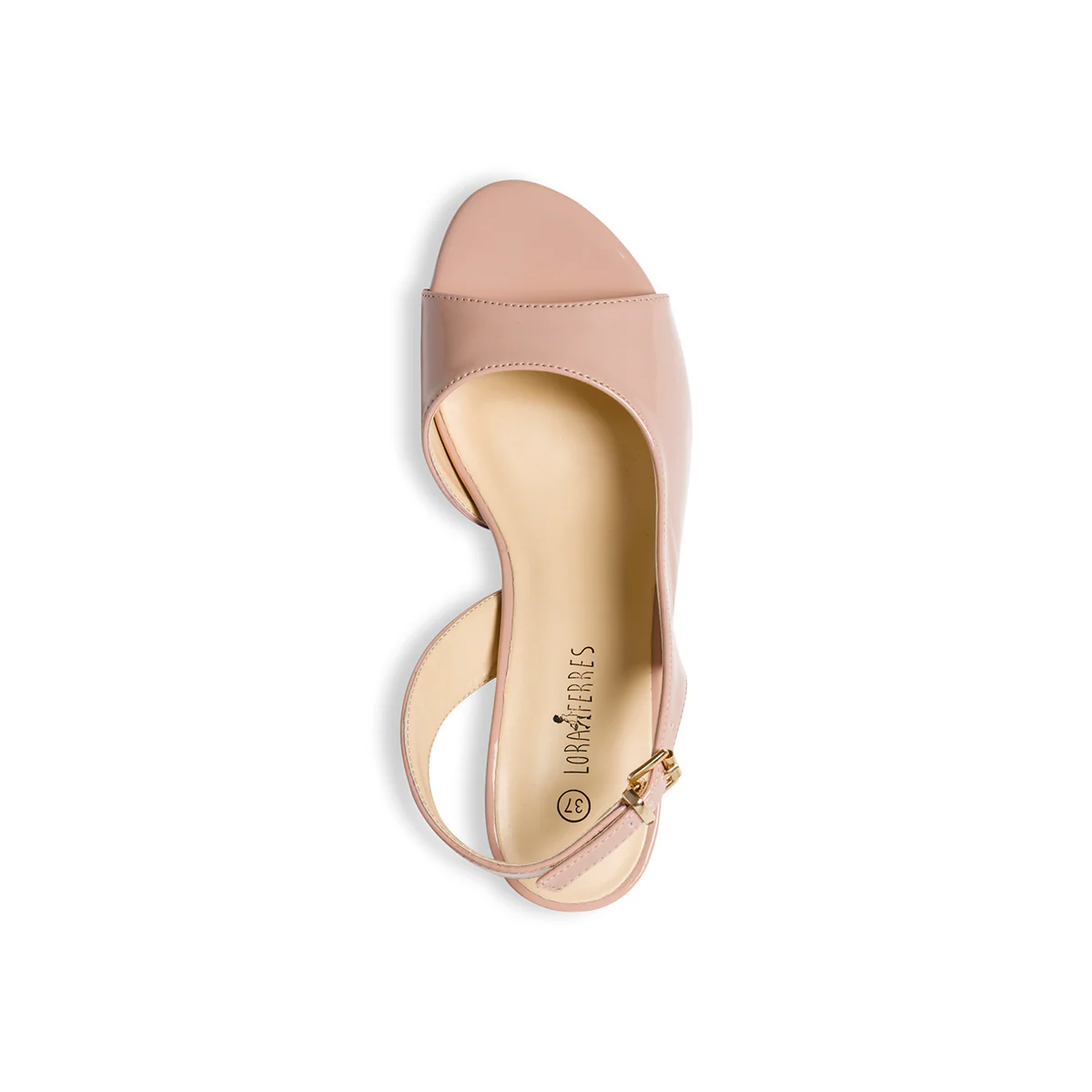 Sandali nude effetto vernice con tacco 6 cm Lora Ferres - Image 9