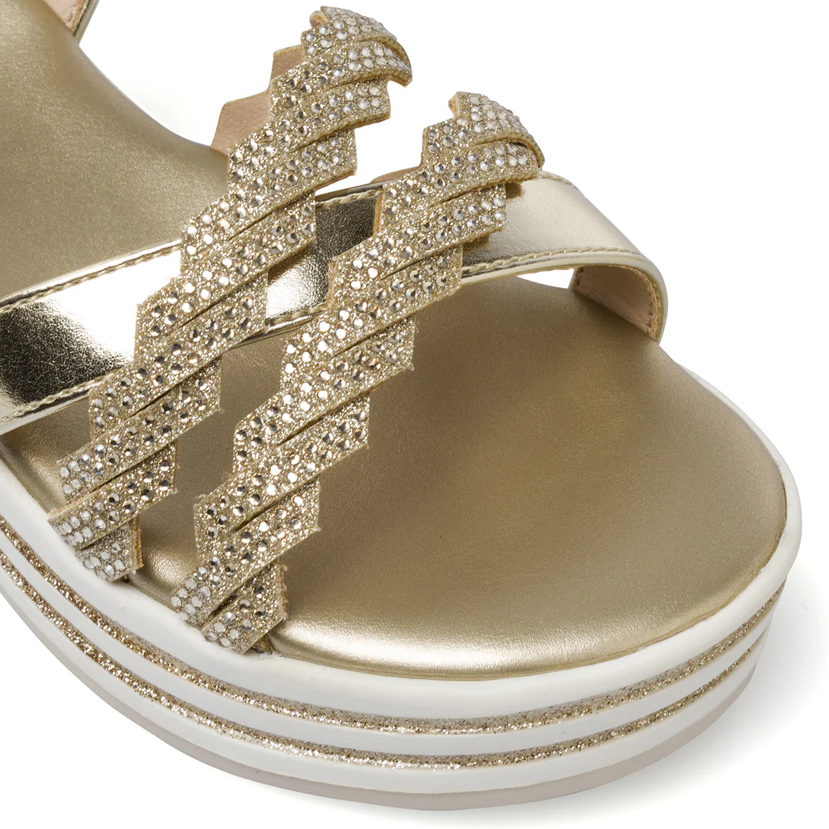 Sandali Oro da Bambina con fasce di strass e suola platform Dieci Baci - Image 5