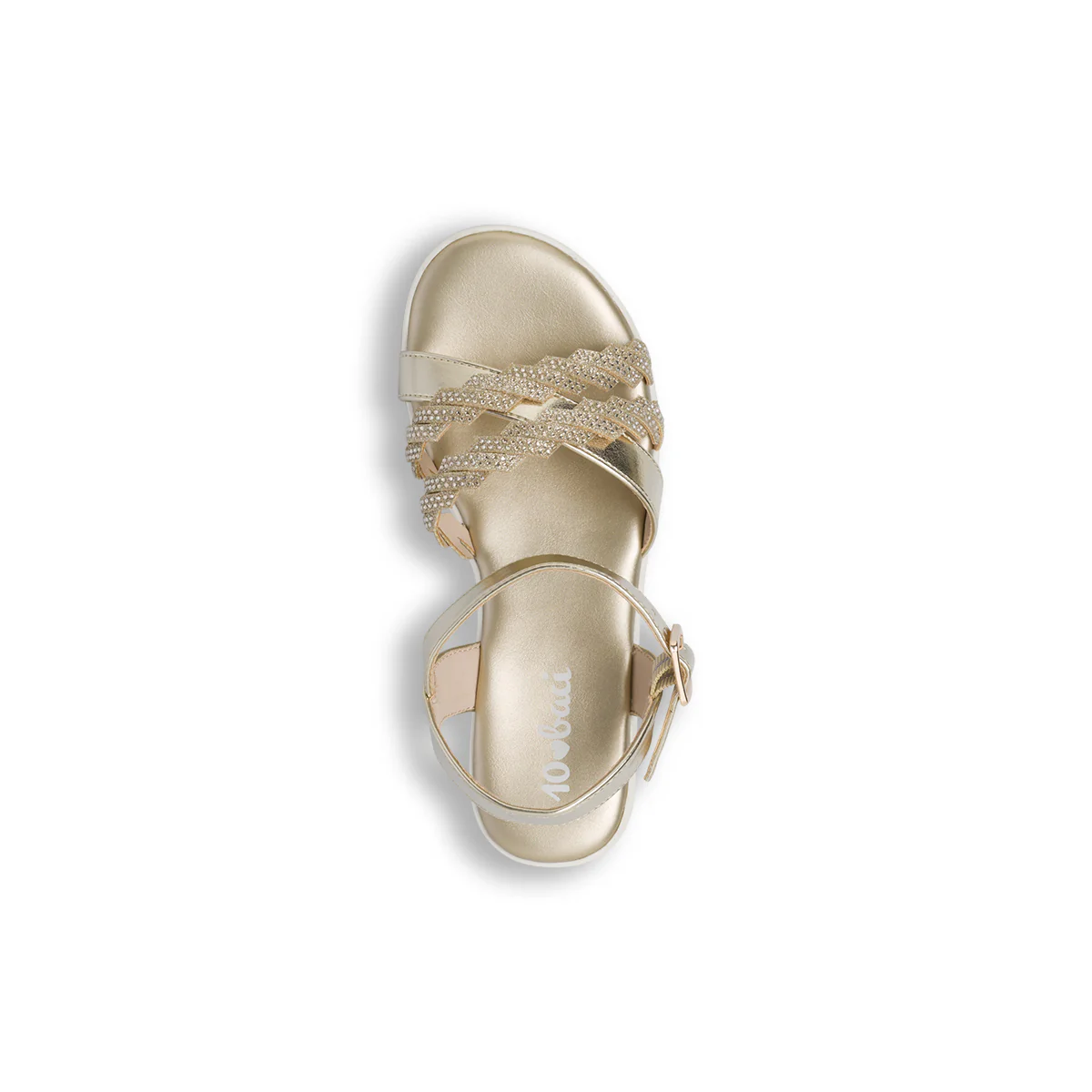Sandali Oro da Bambina con fasce di strass e suola platform Dieci Baci - Image 6