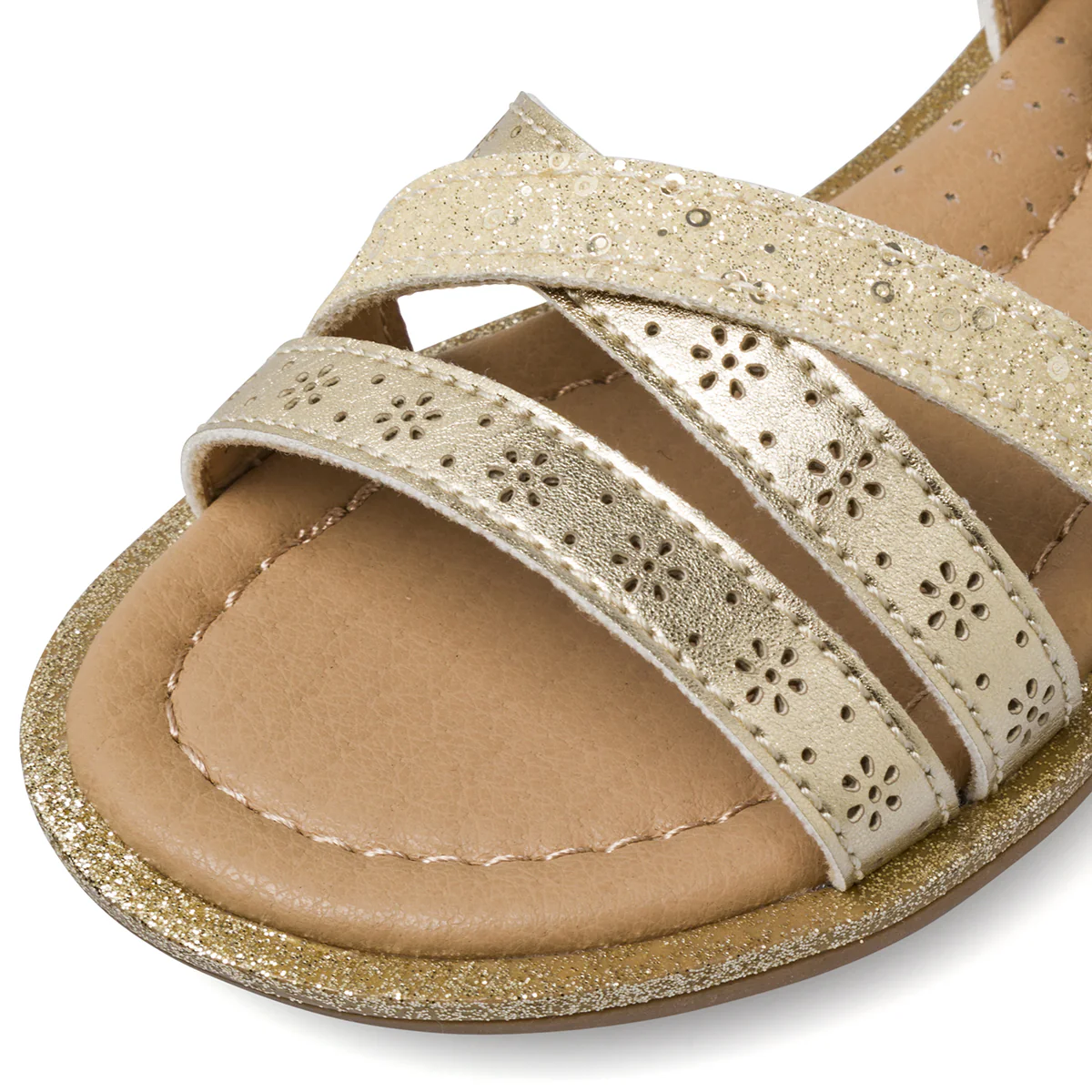 Sandali oro da Bambina con motivi floreali traforati Dieci Baci - Image 4