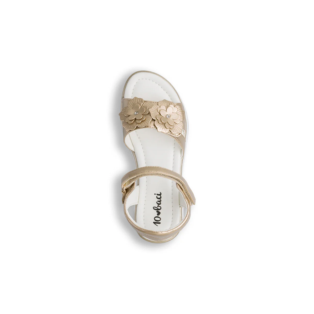 Sandali Oro da Bambina e Ragazza Dieci Baci con Fiori decorativi e Strass - Image 5