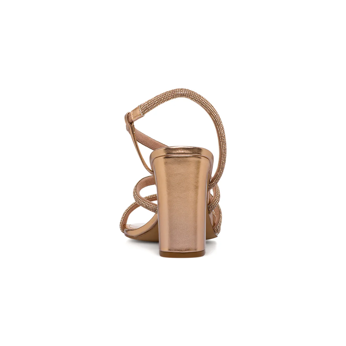 Sandali oro da Donna con tacco a rocchetto 10 cm e strass Lora Ferres - Image 4